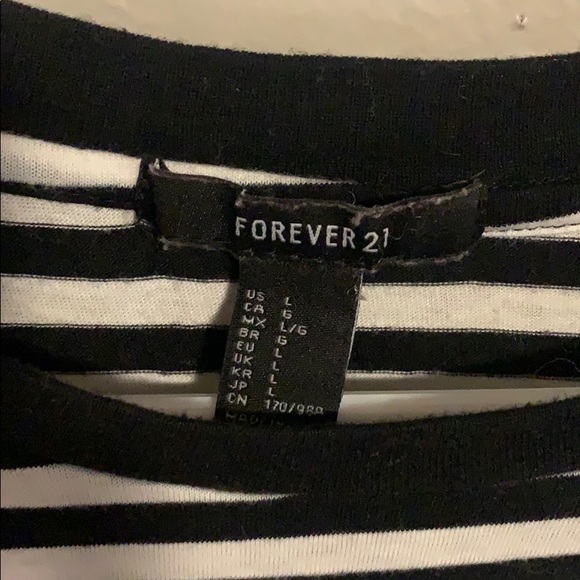 Forever 21 Black/White Striped Amour Tee- Large - Picture 4 of 4